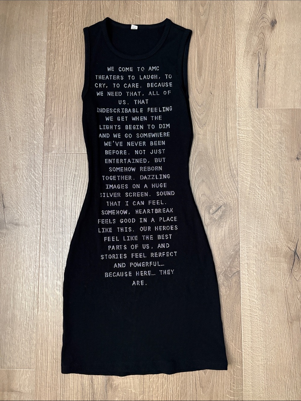 LIKE NEW! Fashion Brand Company Rhinestoned "We Come To AMC" Bodycon Dress